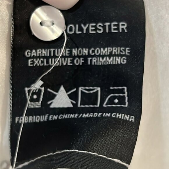 White Satin button front Rhinestone Womens Blouse size Small - Picture 12 of 12